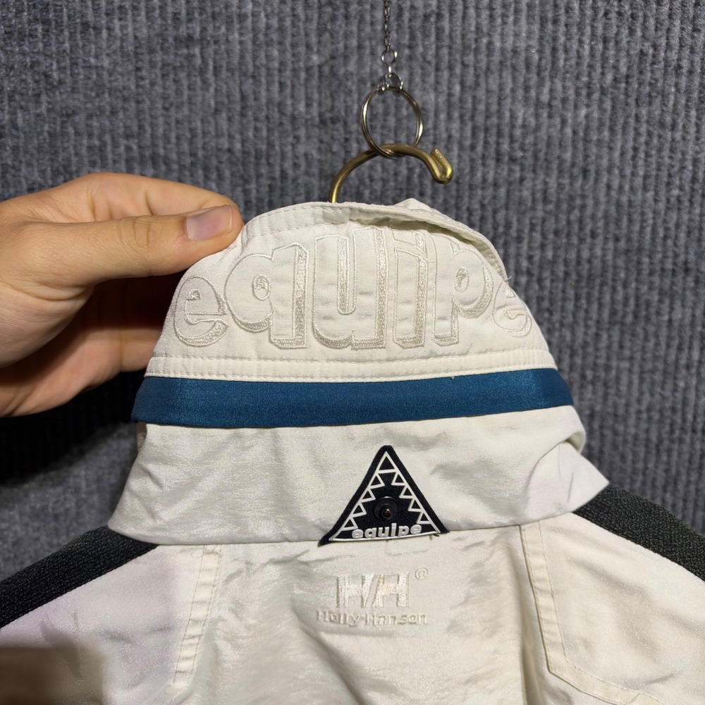 Vintage Helly Hansen Equipe Ski Jacket Mens M Cream 90s Colorblock Insulated - Picture 10 of 12